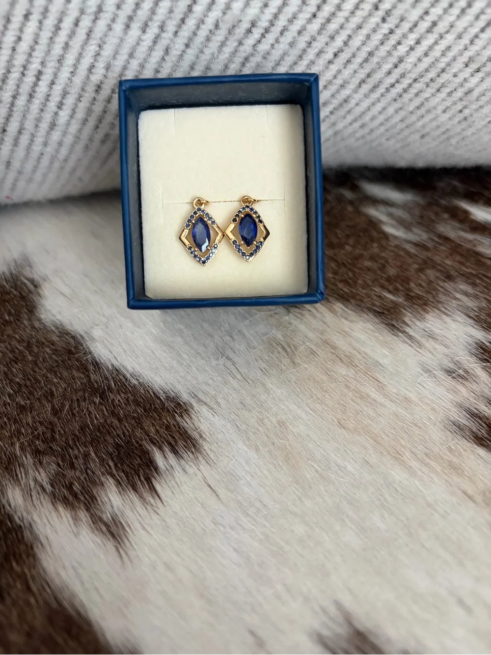 The Gem Island Sapphire Earrings: Gold and Blue Marquise Drop Earrings
